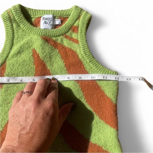 |Princess Polly| Lime Green and Brown Zebra Crop Tank Top Size 4 - Picture 2 of 4